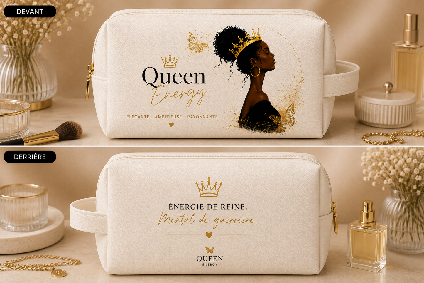 Trousse Multi-usage Premium "Queen Energy" — Vos essentiels, protégés avec style